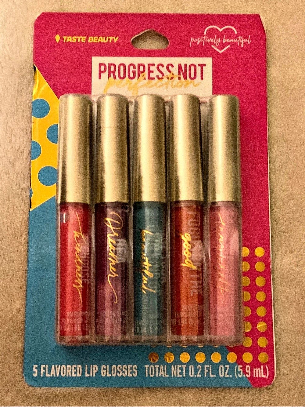 Taste Beauty Progress Not Perfection 5-Piece Lip Gloss Set
